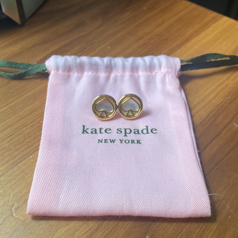 Kate Spade Gold Tone Pearl Spade Stud Earrings
